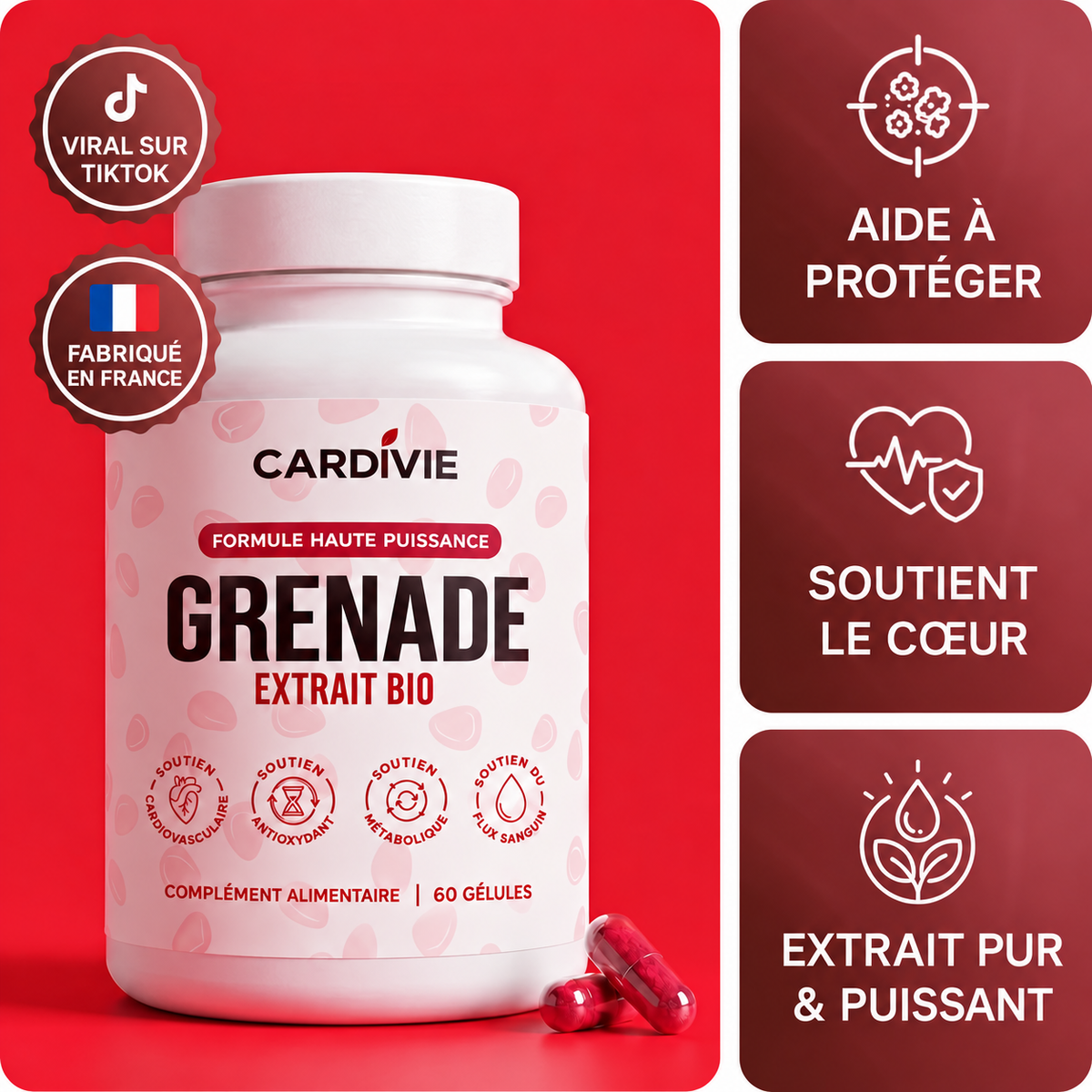 Cardivie ™ — Gélules d'extrait de grenade biologique