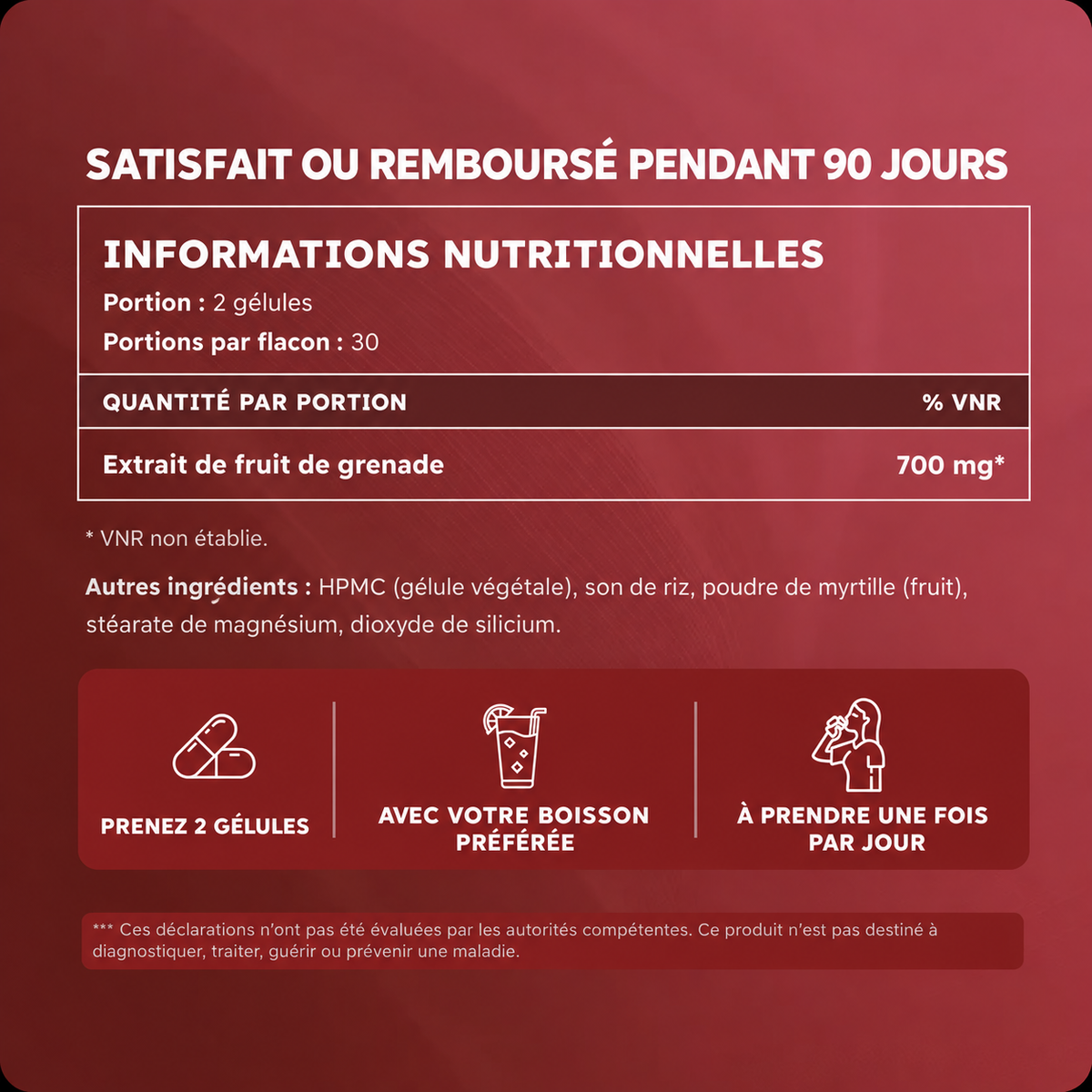 Cardivie ™ — Gélules d'extrait de grenade biologique